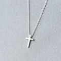 wholesale S925 Silver Necklace Women's Korean Style Fashion Minimalist Plain Cross Pendant Choker Necklace D1509-0-0