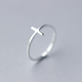 wholesale S925 Sterling Silver Minimalist Plus Sign Open Ring Women's Plain Cross Tail Ring J0615-0-0