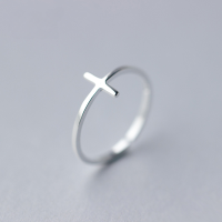 wholesale S925 Sterling Silver Minimalist Plus Sign Open Ring Women's Plain Cross Tail Ring J0615-S925 silver ring