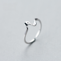 wholesale S925 Silver Ring Women's Korean Style Fashion Minimalist Heartbeat Ring Wave Open Adjustable Ring J2550-0-0