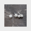 wholesale S925 sterling silver earrings for men and women, wire-wrapped small studs, personalized pom-pom earrings, ear accessories for women E4035-0-3