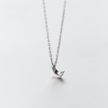 wholesale S925 silver moon necklace women's Korean Japanese sweet polished petite moon pendant short chain collarbone chain D1929-0-1