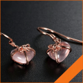 wholesale Original heart-shaped bow earrings, 925 sterling silver with natural lemon quartz rose quartz, dropshipping available-0-4
