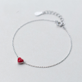 wholesale Sterling silver women's Korean-style red heart bracelet sweet peach heart bracelet big red trendy jewelry S1560-0-1