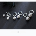 wholesale S925 Sterling Silver Minimalist Millgrain White Synthetic Pearl Short French Earrings E5522-0-1