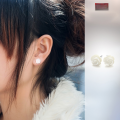 wholesale S925 Silver Ear Studs Women Korean Style White Mother-of-Pearl Shell Rose Flower Earrings Elegant Ear Jewelry E0121-0-2