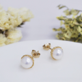 wholesale 9K Gold Japanese Light Luxury Jewelry Earrings, Retro Natural Pearl Hollow-Out Minimalist Commuter Ear Studs for Women-0-2
