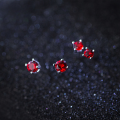 wholesale S925 silver stud earrings for women, minimalist and cute four-prong red diamond stud, fashionable single diamond mini small earrings jewelry E5845-0-4