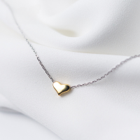 wholesale Metal Material: 925 Sterling Silver Women's Simple Gold-Plated Heart Necklace, Small Dainty Heart Shape Short Layering Collarbone Chain D314-S925 Silver Necklace 925 Silver