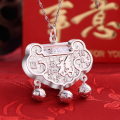wholesale 999 Pure Silver Longevity Lock with Hundred Blessings, Baby Silver Lock, Infant Foot Silver Peace Lock, Gift for Children's First Birthday and Full Moon Celebration-0-0