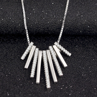 wholesale S925 silver European and American fashion long fringe pendant necklace for women, unique and niche trendy zircon-embellished collarbone chain for export jewelry-Necklace>925 Silver
