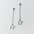wholesale Sterling Silver S925 Star Earrings for Women Korean-style Hollow Five-Pointed Star Long Drop Ear Studs Sweet Dangle Ear Jewelry E6193-0-0