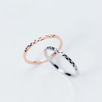 wholesale S925 Silver Full Star Ring for Women, Minimalist Knuckle Line Ring, Floral Engraved Thin Tail Ring Band J3236-S925 Silver Rose Gold Model>No. 7