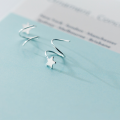 wholesale S925 Silver Star Earrings Women Korean Style Smooth Surface Spring Rotating Five-Pointed Star Wave Ear Drop Elegant Earrings E6294-0-2