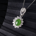 wholesale 925 Sterling Silver Inlaid with Hetian Jade Pendant Factory Direct with Certificate Ethnic Style Green Jade Necklace-0-1