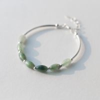 wholesale 925 Silver Bracelet Women's Sweet Jadeite Beaded Bracelet, Unique Round Bead Gemstone Bracelet Jewelry Wholesale S1448-S925 Silver Bracelet 925 Silver