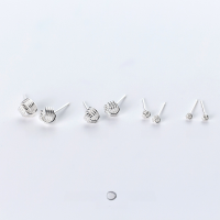 wholesale Sterling Silver S925 Earrings Women Korean Style Minimalist Knot Ear Studs Cute Pom-Pom Sweet Ear Accessories G1737-S925 silver pair 0.25CM 925 silver