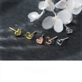 wholesale S925 Sterling Silver Asymmetric Heart Stud Earrings for Women, Korean Style Nature-Inspired with Diamond Accents and Hollow-Out Design, Sweet and Cute E6559-0-2