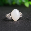 wholesale 925 Silver Inlaid Hetian Jade Ring with Certificate, Direct from Manufacturer, Green Gemstone, Adjustable Opening, Jasper Women's Ring-0-5
