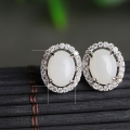 wholesale S925 silver black and white drip glaze ear clip Korean version minimalist personality small ear hoop ear cartilage stud earring E7020-0-1