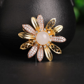 wholesale 925 silver with certificate, rose gold-plated sunflower pendant and brooch set inlaid with natural Hetian jade, dual-purpose accessory for women-0-5