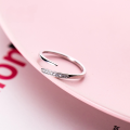 wholesale S925 silver ring for women, Korean-style fashion minimalist straight-line edge-set diamond ring, personalized elegant open ring J3616-0-0