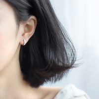 wholesale S925 silver ear clip, women's Japanese and Korean style, minimalist smooth round short hoop, elegant ear clasp, ear cartilage stud E1013-S925 silver pair silver model>925 silver