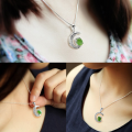 wholesale 925 Sterling Silver Inlaid Vintage Style White Jade Pendant with Identification Certificate, Waterdrop Nephrite Pendant for Women-0-5