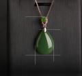 wholesale 18K Gold 5-piece Green Jadeite Pendant with Certificate, Natural Hetian Jade Waterdrop Necklace, Gold-Encased Jade-0-5