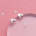 wholesale S925 silver star earrings for women, fashionable five-pointed star couple earrings, minimalist unisex ear accessories E0060-1-0-0