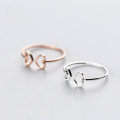 wholesale S925 Sterling Silver Women's Korean Style Small Fresh Hollow Heart Adjustable Ring Heart-shaped Single Ring J3870-0-0
