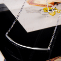 wholesale S925 Silver Jewelry, Simple and Fashionable Korean Style Curved Tube Zircon Inlaid Set Chain Women's Collarbone Chain Smile Necklace-0-2