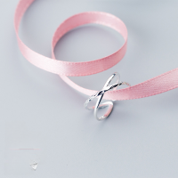 wholesale Metal: S925 Silver Women's S925 silver ring, Korean-Japanese style minimalist double-layer crossed lines open ring fashion ring J3943-S925 silver ring Adjustable opening