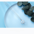 wholesale 925 Silver Women's Simple Hollow Sun Necklace Shining Short Pendant Necklace Chain for Students D3568-0-0