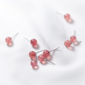 wholesale S925 Silver Strawberry Quartz Small Stud Earrings for Women, Sweet and Elegant Korean Style Minimalist Silver Needle Ear Accessories E8521-0-0