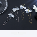 wholesale Sterling silver petal earrings for women, Korean-style small fresh white petal wave ear drop ear accessories E8560-0-3