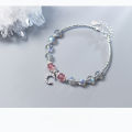 wholesale Sterling Silver Moonstone Labradorite Bracelet for Women with Diamond Accent Moon Crescent Strawberry Quartz Crystal Jewelry S2283-0-0