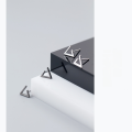 wholesale S925 Sterling Silver Women's Hollow Black Triangle Earrings Trendy Geometric Minimalist Couple Jewelry E6592-0-3
