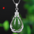wholesale 925 Sterling Silver Wholesale with Certificate Green Jade Pendant Ancient Style Waterdrop Hetian Jasper Necklace Pendant Necklace-0-6