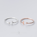 wholesale S925 Silver Ring Women's Daily Forest Style Korean Trend Personality Round Diamond Inlaid Cute Fishtail Adjustable Index Finger Ring J4447-0-1