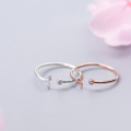 wholesale S925 Silver Ring Women's Daily Forest Style Korean Trend Personality Round Diamond Inlaid Cute Fishtail Adjustable Index Finger Ring J4447-0-2