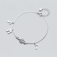 wholesale S925 Sterling Silver Women's Dainty Fresh Sweet Musical Note Bracelet, Personalized Elegant Cute Bracelet Accessory for Women S2358-S925 Silver Bracelet 925 Silver