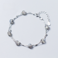 wholesale S925 Silver Double Layer Moonstone Bracelet for Women, Gradient Gray Moonstone Labradorite Crystal Jewelry S2460-0-4