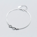 wholesale S925 Silver Double Layer Infinity ∞ Bracelet for Women, Korean Style Fashion, Sweet Heart-shaped Jewelry S2419-0-1