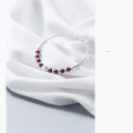 wholesale S925 Sterling Silver Women's Korean Style Sweet Garnet Beaded Bracelet with Round Beads S0610-0-3