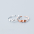 wholesale S925 Silver Ring Women's Japanese Korean Style Forest Series Diamond-Encrusted Floral Ring Elegant and Sweet Adjustable Open-End Tail Ring J4481-0-0