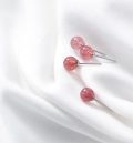wholesale S925 Silver Strawberry Quartz Small Stud Earrings for Women, Sweet and Elegant Korean Style Minimalist Silver Needle Ear Accessories E8521-0-5