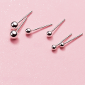 wholesale 999 Silver Korean Style Smooth Round Bead Stud Earrings for Ear Piercing Care E9175-0-0