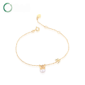 wholesale 9K gold-plated jewelry fashion elegant freshwater pearl ladies bracelet bow accessory for one-piece drop shipping-0-0
