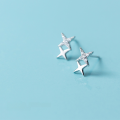 wholesale S925 Silver Star Earrings Women Korean Style Small Fresh Inlaid Diamond Four-Pointed Star Sweet Glow Ear Jewelry E8405-0-3